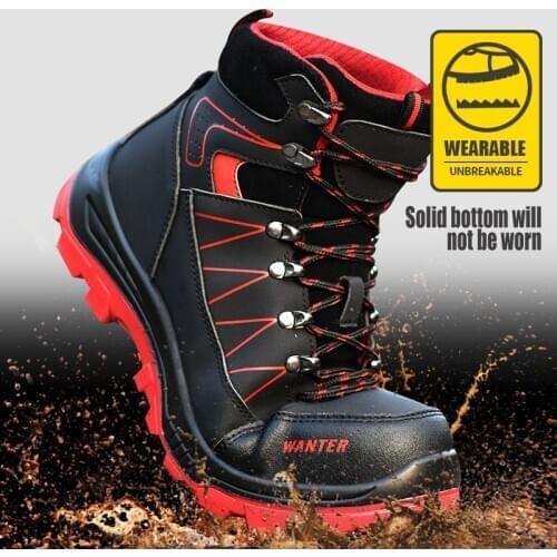 Agilestar CE Approved Steel Toe Mens Boots Outdoor Anti Slip Breathable Protective Work Shoes Mens Puncture Proof Safety Shoes