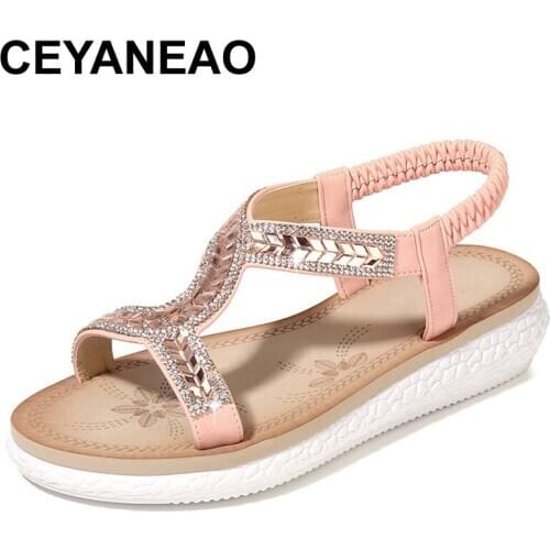CEYANEAO Womens sandals Summer New Vietnamese sandals womens leather hollow platform Sandals womens casual shoes
