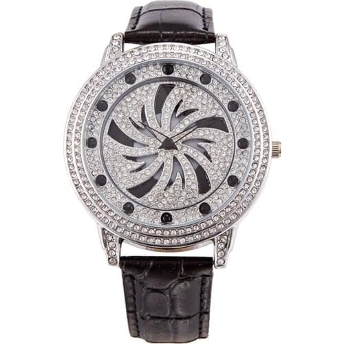 Fashion Luxury Women Watch Big Dial Silver Rhinestone Quartz Ladies Wristwatch 360 Degree Rotating Dial Relógio Femino Clock