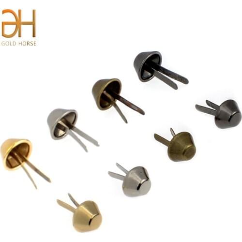 100Pcs 10/12MM Luggage Parts Rivet Bag Accessories Manual Metal Bag Bottom Nail Foot Nail Diy Parts Alloy Two-legged bucket nail
