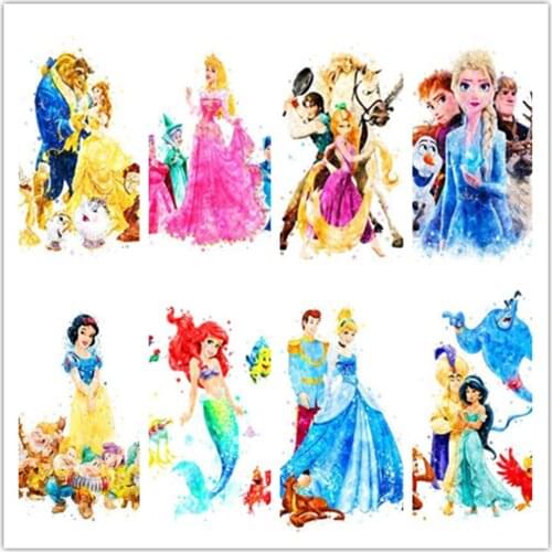 Disney 5D DIY Cartoon Princess Watercolor Diamond Painting Cross Stitch Kits Embroidery Mosaic Rhinestone Handwork Home Decor