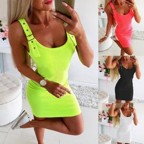 Fluorescent Dress Low Cut Curvy Sexy Deep V Neck Bodycon Skin Tight Dress Slim Mini Sukienka Neon Women Dress Adjustable Straps