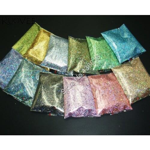 Holographic Laser 12 Color Solvent Resistant Glitter Mylar Shard For Nail Polish Art Eye Shadow Makeup DIY Craft Decoration