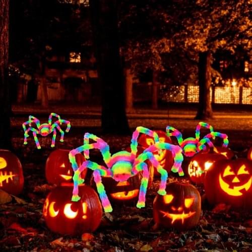 50/60/75/90cm Colorful Halloween Spider Plush Toy Realistic Scary Plush Spider Props Party Bar KTV Halloween Decoration