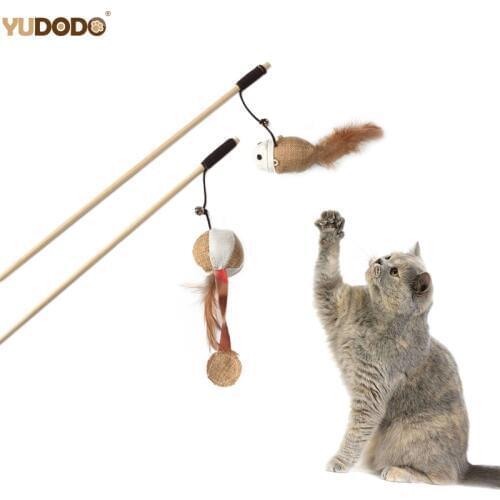 Cat Toys Interactive Playing Training Pet Supplies Funny Feather Kitten Cat Scratch Teaser Stick Ball Mouse Cats Toy