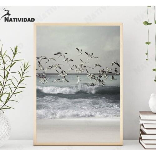 Seagull Seascape Painting Canvas Painting Wall Art Decor Beach Sea Landscape Print Poster Living Room Bedroom Home Decoration