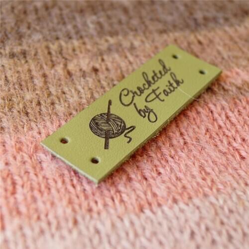 Leather tags, personalized leather labels, custom clothing labels, knitting tags, crochet labels