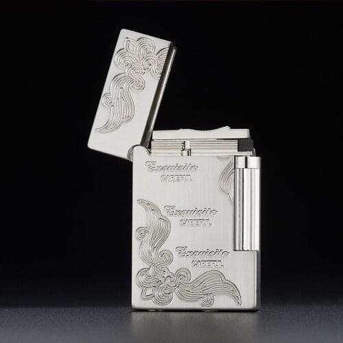 KUBOY Is Carving Rich Flower Pattern Metal Personality Steel Inflatable men And Womens Ceremony Loud Lighter