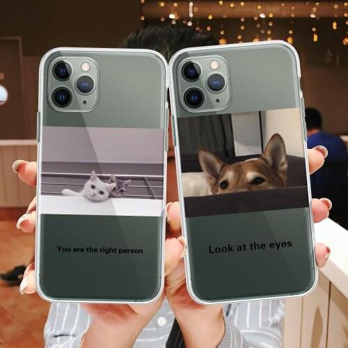 Cute Cat Dog Cartoon Phone Case For iPhone 11 Pro Max 12 Mini 7 5 5S SE 2020 X XS XR 8 7 6Plus Lovely Soft TPU Silicone Cover