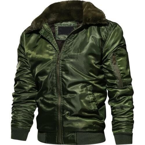 Mens Winter Fleece Thick Bomber Jacket Down Parkas Army Air Force Military Jacket Mens Outwear Casual Cargo Pilot Jacket Coat