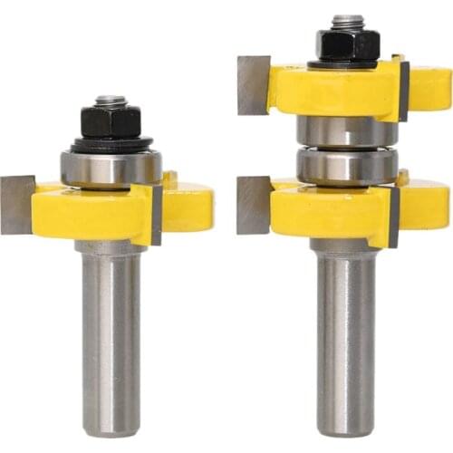 2Pcs Shank Double Bearing Tongue & Groove Router Bits Set Tenon Milling Cutter for Wood Woodworking Tools Bit
