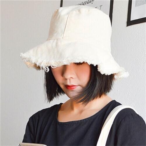 Fashion Cotton Tassel Bucket Hats Outdoor Women Foldable Ladies Fisherman Caps Ladies Frayed Edge Summer Sun Hats Fishing Cap