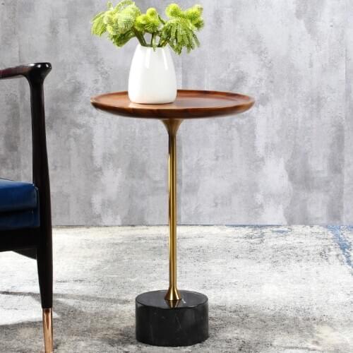 Rowley Solid Wood Natural Marble Sofa Side Table Leisure Area Mini Coffee Table Living Room Small Furniture Tea tables