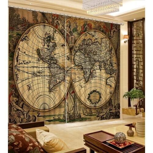 Luxury Blackout 3D Window Curtains For Living Room Bedroom Customized size map curtains