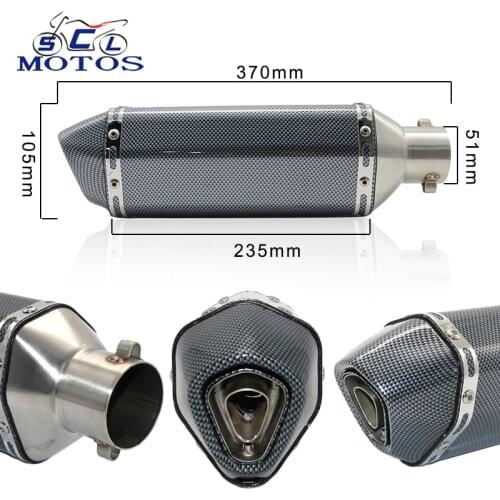 Sclmotos- 51mm Modified Motocross Motorcycle Exhaust Muffler Pipe With DB Killer For FZ6 CBR250 CB600 MT07 CRF ATV Dirt Pit Bike