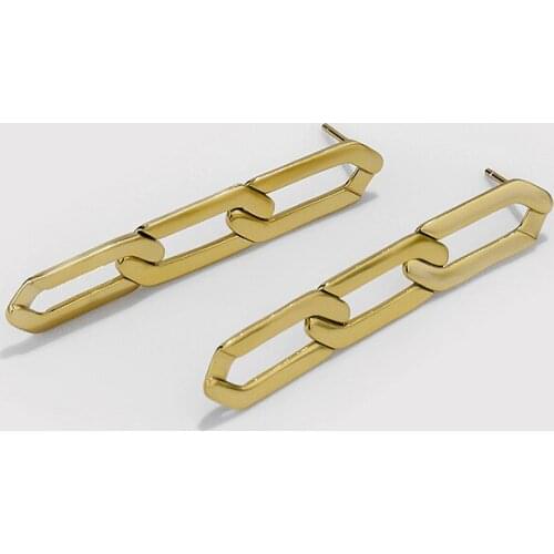 Punk Authentic 925 Sterling silver Interlocking Chain dangle Earrings Tassel Piercing Jewelry C-E268E