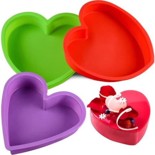 Heart Shape Cake Mold Silicone Mousse Bread Pastry Mould Nonstick Chocolate Dessert Baking Tool Kitchen Accessories Random Color