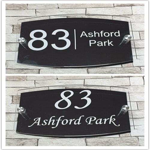 Customized Modern Furniture Number Street Name Acrylic Sign Aluminum Back Plate