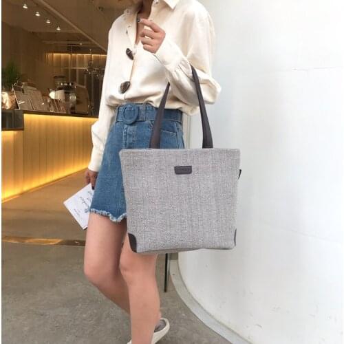 Single Shoulder Large Capacity Messenger Droadband Female Solid Color Handbag Luxury Ladies Bucket Cotton and linen Shoulder Bag
