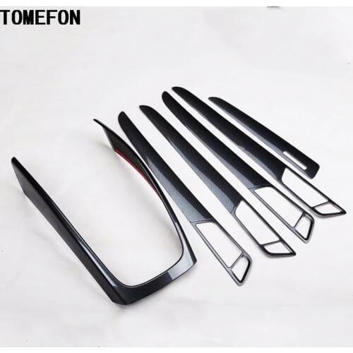TOMEFON ABS Plastic Carbon Fiber Front Gear Shif Panel Frame 4 door Handle Trim Interior Parts For Audi Q5 2013-2016