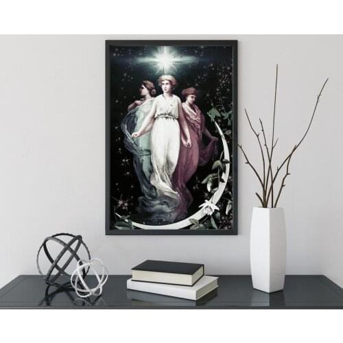 Moon Goddess Triple Vintage Hecate Wyrding Tapestry