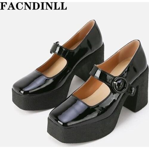 2021 New Spring Summer Genuine Leather Pumps Shoes For Women Sexy High Heels Platform Comfortable Dress Party Mary Janes Pumps