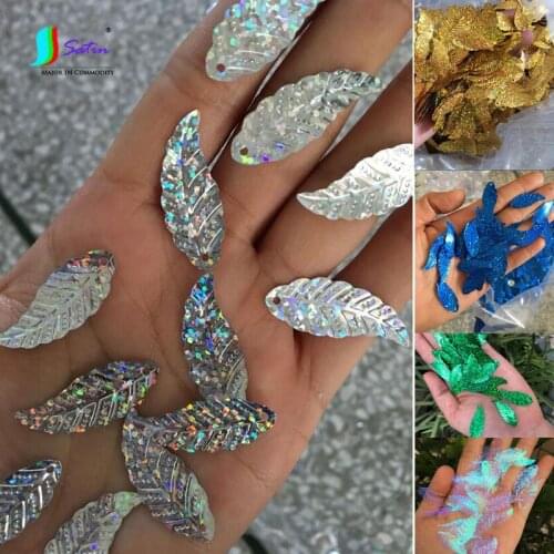 Weight 500g/pack(6500pcs) 10*30mm 1-hole Leaf Sequins For Crafts& Sewing Scrapbooking Diy Garment Bags Holographic Sequin S0107L