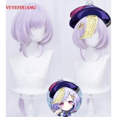 VEVEFHUANG Kосплей Game Genshin Impact Cosplay парик аниме Halloween Qiqi Wig Resistant Synthetic Hair Xmas Carnival Daily Party