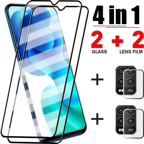 4in1 Tempered Glass for Xiaomi Mi 11 Lite 9 10 Lite A2 A3 Camera Screen Protector Glass for Xiaomi Mi 10T 9T Poco X3 M2 M3 NFC