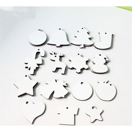 Factory Price!!! 100pcs/Lot Sublimation Blank Christmas Decoration Pendant MDF Two-sided Printing DIY gifts Heat Transfer
