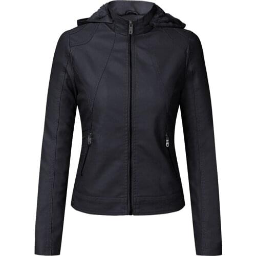 2021 Autumn Winter Women Velvet Warm Jacket Coat Casual Long Sleeve Faux Leather Jackets Lady Motorcycle PU Leather Jacket