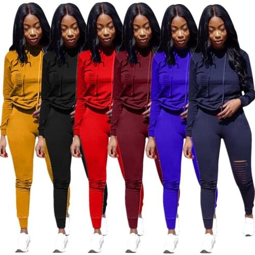 Sports Suits For Women 2 Piece Womens Tracksuit Long Sleeve Hole Pocket Hoodies Drawstring Pants Loose Tops Set Womens Suit