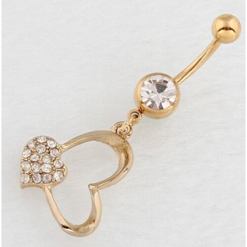 New Fashion Personality Sexy Hollow Heart Belly Rings for Women Body Piecing Jewelry
