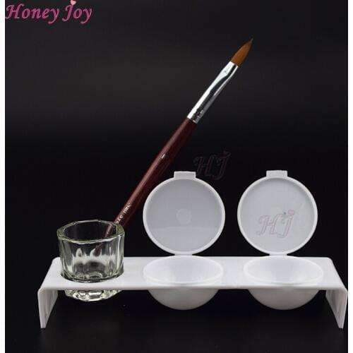1set Acrylic Nails Tool Kit 1pc Size no.8 Acrylic Kolinsky Brush,1pc Triple Holes Dappen Dish,1pc Glass Cup