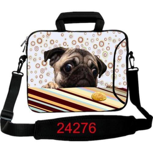10 12 13 14.4 15 17 Inch Pug Neoprene Notebook Sleeve CaseLaptop Shoulder Bag Cover Pouch For Asus Dell Toshiba HP Drop Shipping