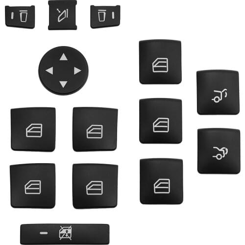 14pcs Car Window Glass Lift Button Sticker For Mercedes Benz A B C E class GLA CLA GLK GL ML GLE