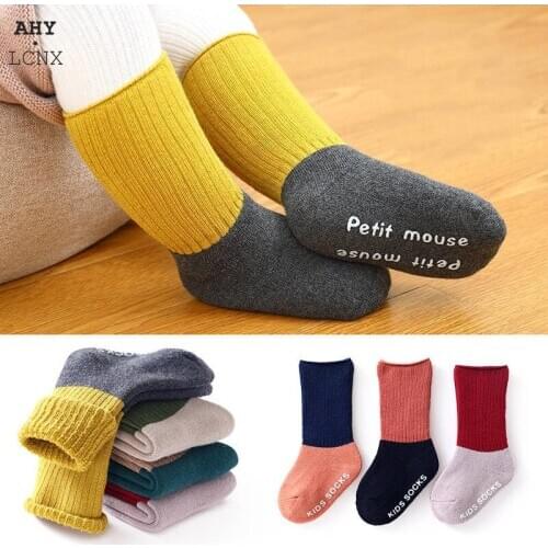 3 Pairs/Lot Infant Baby Floor Socks Kids Winter Autumn Cartoon Children Non-Slip Sock Dispensing Glue Boy Girl Socks Accessories