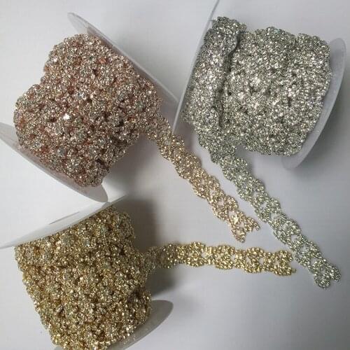 5Yards Sew On Rhinestone Trim Applique Crystal Banding DIY Craft For Wedding Dress Decoration Free Shipping