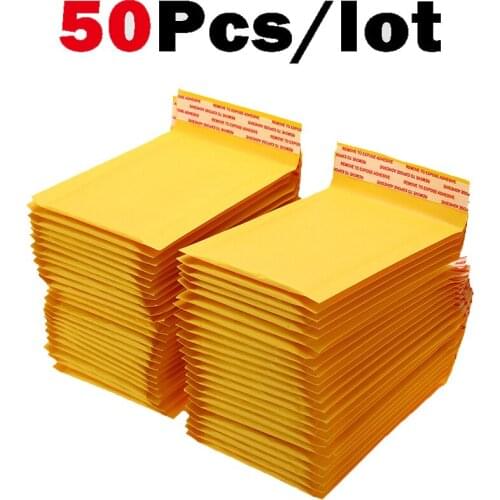 50pcs/lot Kraft Bubble Mailer Poly Shipping Envelopes with Bubble Shipping Bags Mailer Mailing Bags Padded Envelopes Packaging