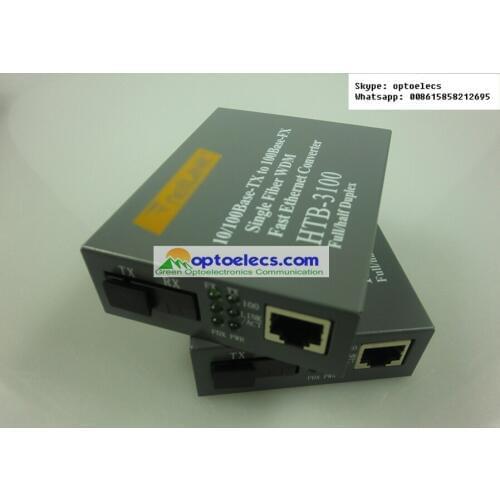 Free Shipping Htb-3100ab-25km Optical Fiber Media Converter 25km SC 10/100M Singlemode Single Fiber