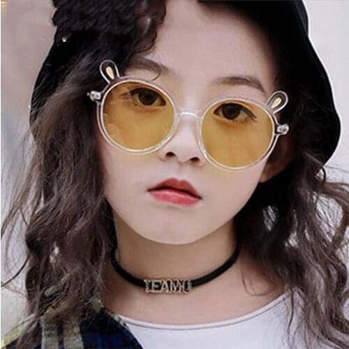 2021 Kids Sunglasses Fashion Cute Bear Ears Round Frame Sun Glasses Boys Girls Outdoor Sport Shade Cartoon Childrens Eyewear