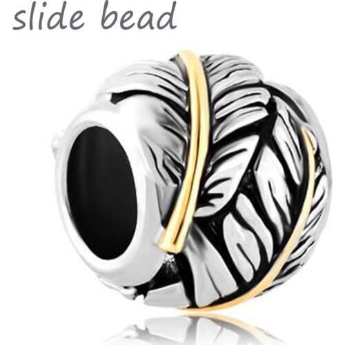 Fit Pandora charm bracelets Light As A Feather European Bead Charm Lucky Charm Bracelets Beads for jewelry making