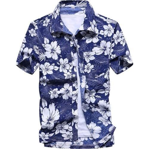 Mens Hawaiian Shirt Male Casual camisa masculina Print Beach Shirts Short Sleeve Men Clothes 2020 Summer Asian Size 5XL MY081