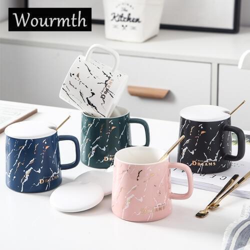 Wourmth Nordic Camouflage Mugs 400ml High-quality Couple cafe cup Ceramic Morning Milk Mug Afternoon Teacup Porcelain Lovey Gift