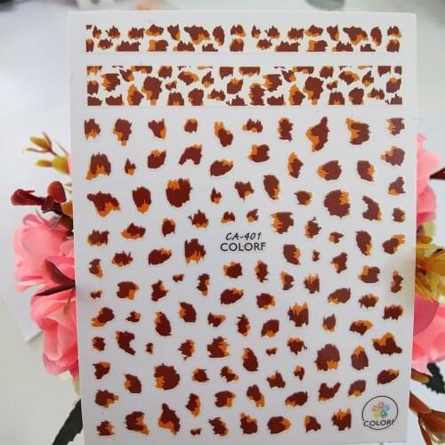 Brown Leopard 3D Nail Sticker Art Self Adhesive Design Stickers for Nails Foil Decoraciones Decals Manicure Accessories