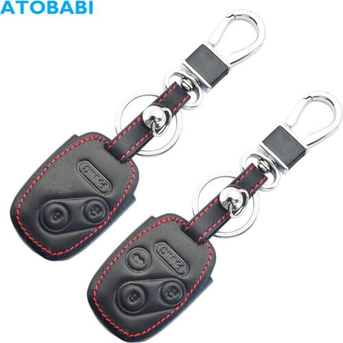 Leather Car Key Cover For Honda Pilot Accord CR-Z Fit Civic Remote Control Fob Protector Case Keychain Holder Auto Accessories