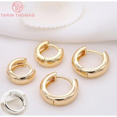 4PCS 13MM 16MM 18MM 23MM 24K Gold Color Plated Brass Round Earrings Hoop Earring Clip High Quality DIY Jewelry Making Findings