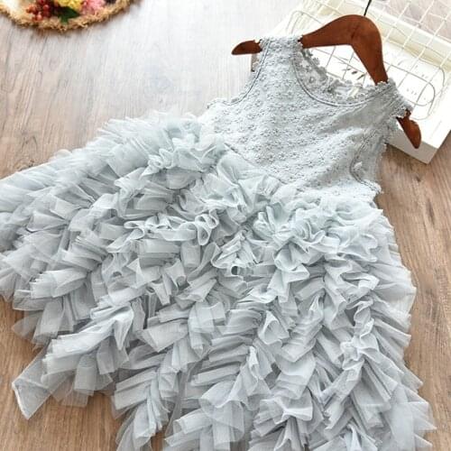 Girls Summer Dress Ceremony Clothing Elegant Party Gown Frocks Dresses Lace Wedding Dress for 3-8YearsGirls
