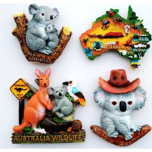Handmade Painted High Quality Australia Koala Map 3D Fridge Magnets Travel Souvenirs Refrigerator Magnetic Stickers
