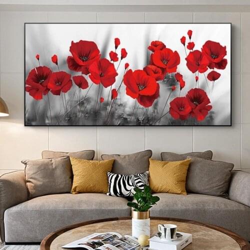 Poppies flower Canvas Paintings On The Wall Art Posters And Prints Red Flowers Canvas Art Wall Pictures For Bed Room Cuadros